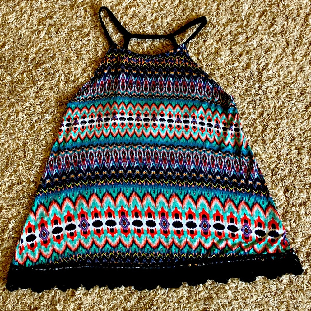 Maurices pattern print tank with lace detail Med